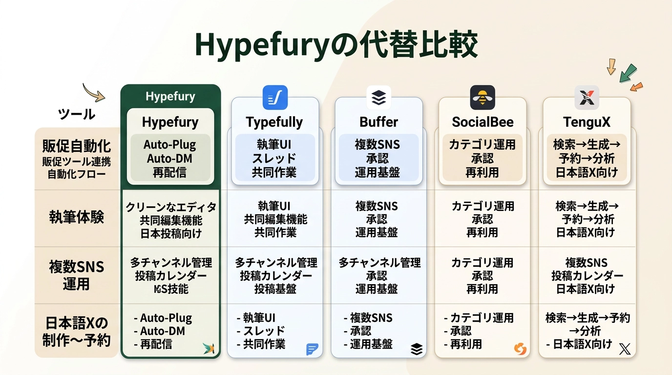 Hypefury代替ツール比較の全体像